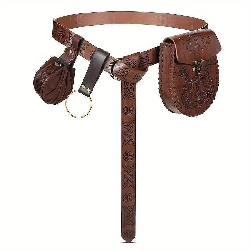 WorldNorse Vintage Münzbörse Drache Yggdrasil Hüfttaschen-Set - Gürtel + Tasche + Zubehör + Hüfttasche - image 0