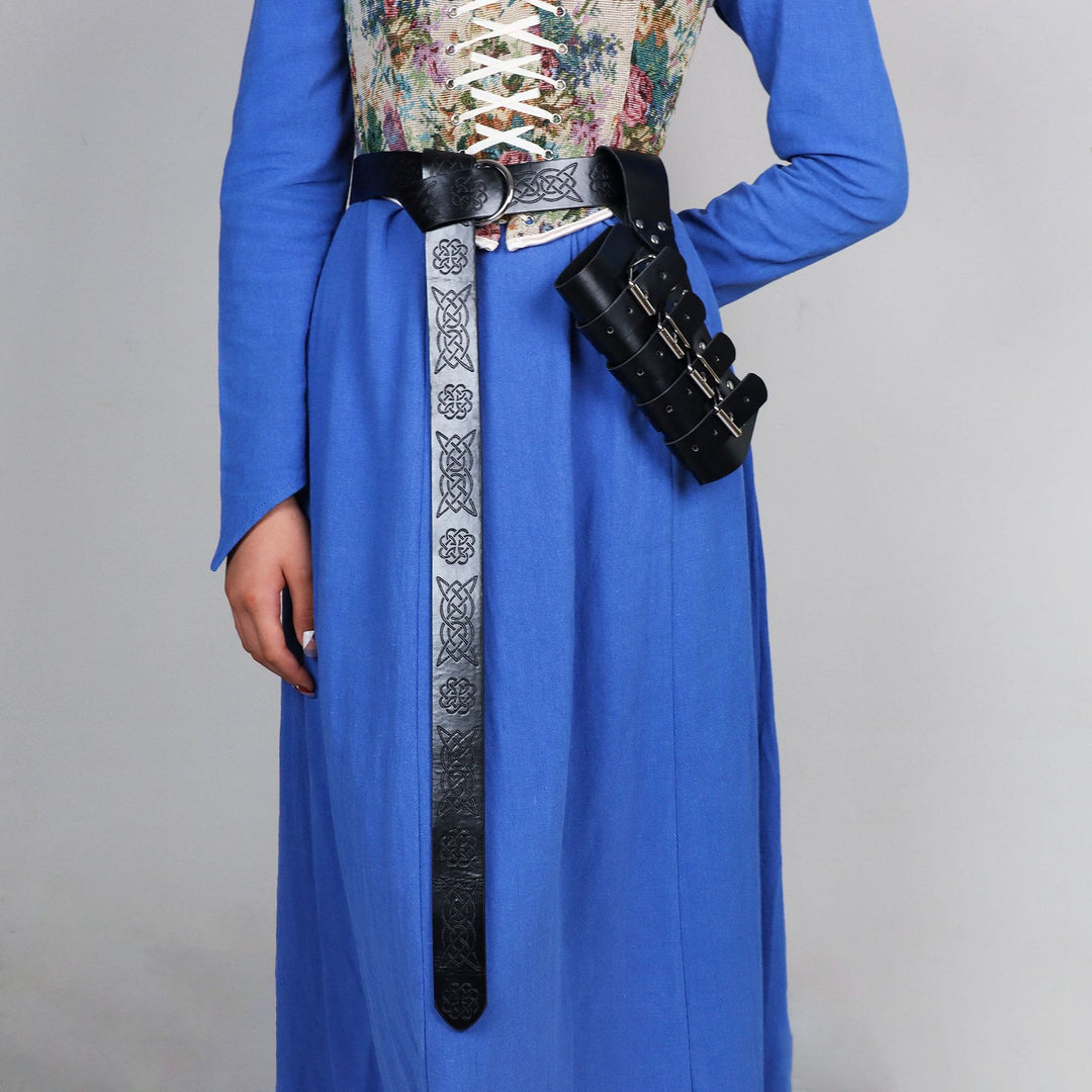 WorldNorse Mittelalterlicher Ritter-Wikinger-Schwertgürtel mit Scheide - Geprägter Gürtel + Scheide - Schwarz - image 12