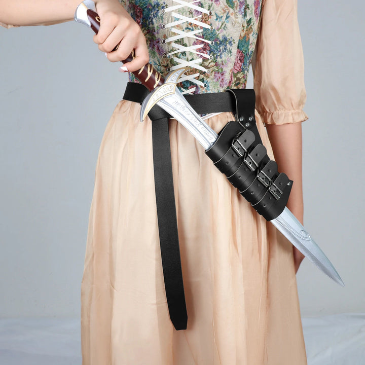 WorldNorse Mittelalterlicher Ritter-Wikinger-Schwertgürtel mit Scheide - Glatter Gürtel + Scheide - Schwarz - image 7