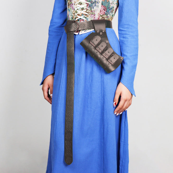 WorldNorse Mittelalterlicher Ritter-Wikinger-Schwertgürtel mit Scheide - Geprägter Gürtel + Scheide - Braun - image 11