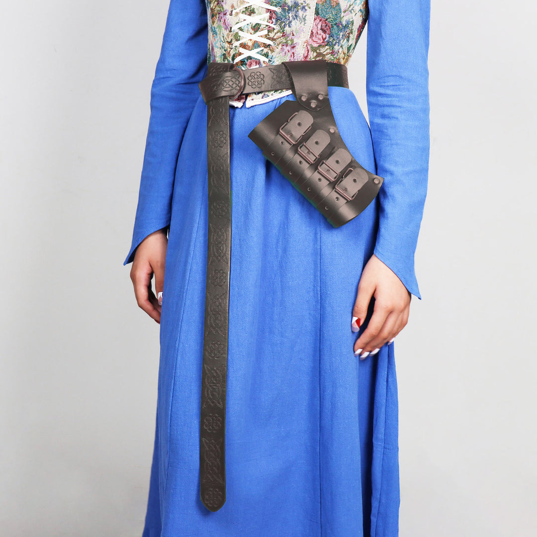 WorldNorse Mittelalterlicher Ritter-Wikinger-Schwertgürtel mit Scheide - Geprägter Gürtel + Scheide - Braun - image 10