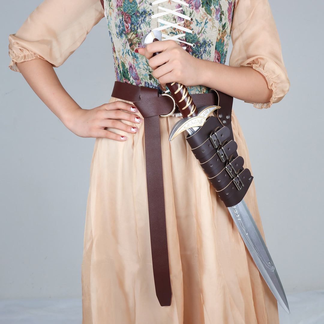 WorldNorse Mittelalterlicher Ritter-Wikinger-Schwertgürtel mit Scheide - Glatter Gürtel + Scheide - Braun - image 1