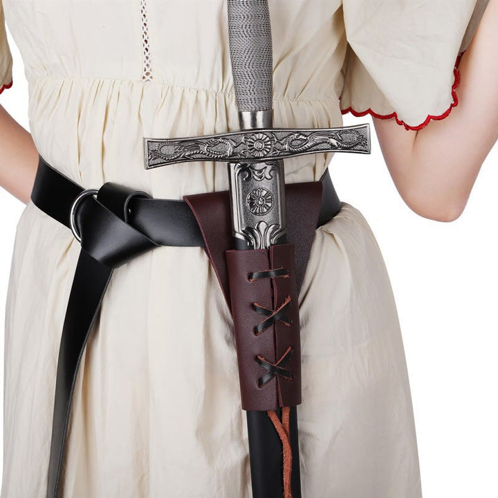 WorldNorse Mittelalterliches Wikinger-Kriegerschwert mit Gürtelscheide - Schwarzer Gürtel + braune Schwertscheide - image 6