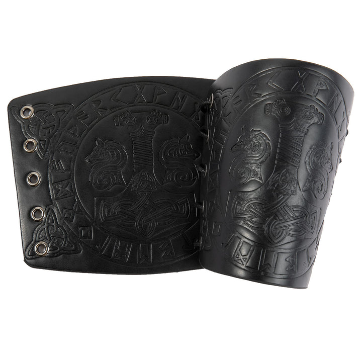 WorldNorse Armschienen mit geprägtem Mjölnir Wölfe- Rune - Schwarz - image 6