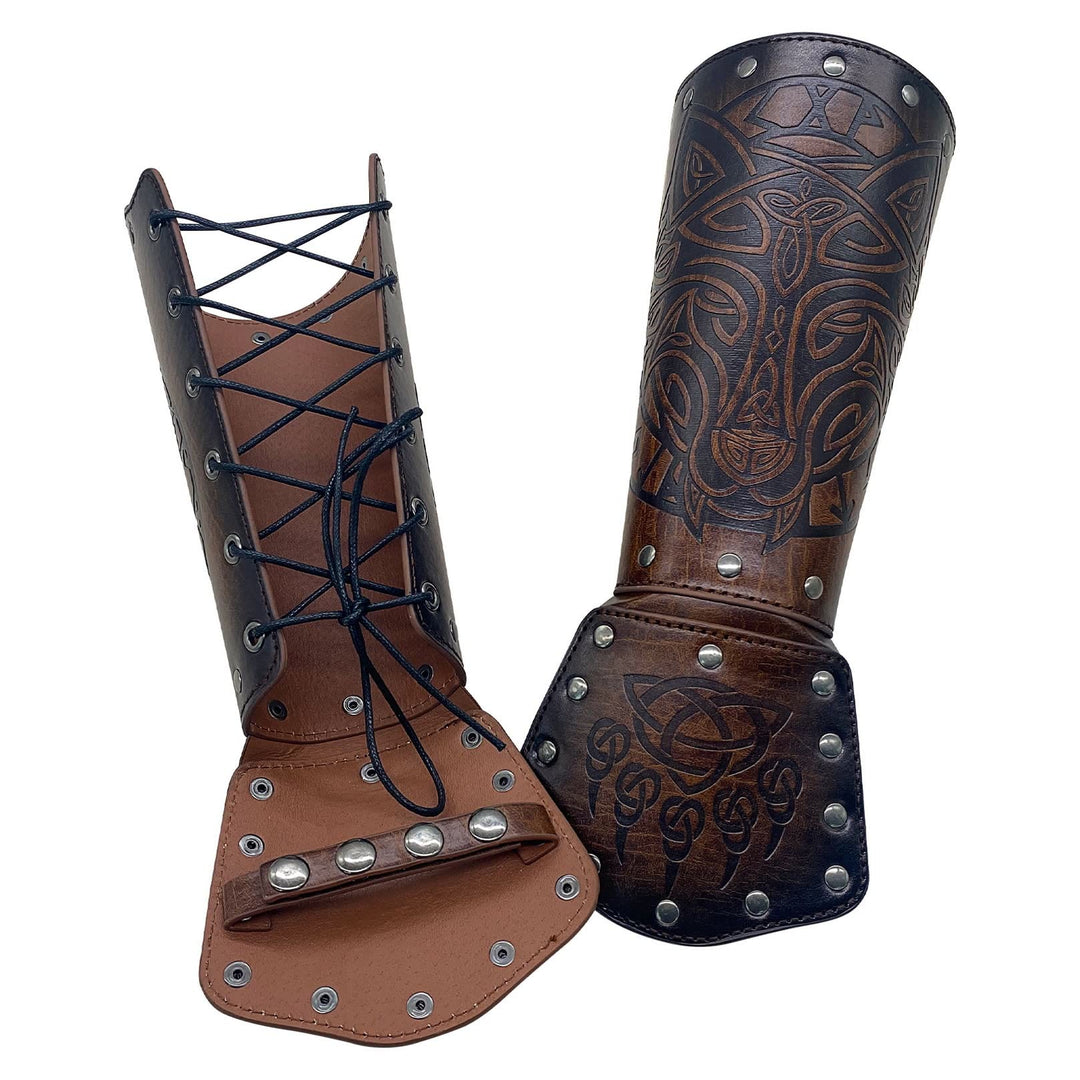Armschienen aus WorldNorse Viking Wolf Triquetra Leder - image 3