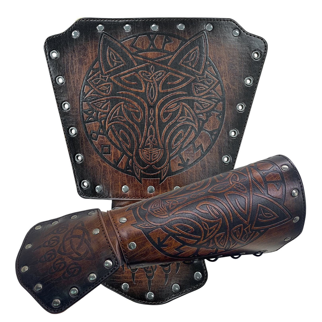 Armschienen aus WorldNorse Viking Wolf Triquetra Leder - image 5