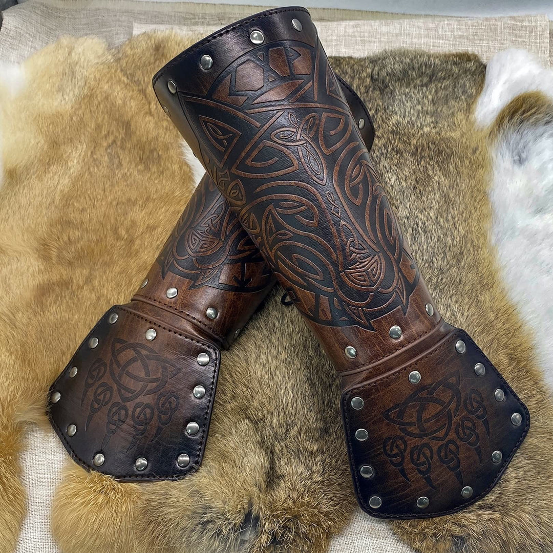 Armschienen aus WorldNorse Viking Wolf Triquetra Leder - image 8