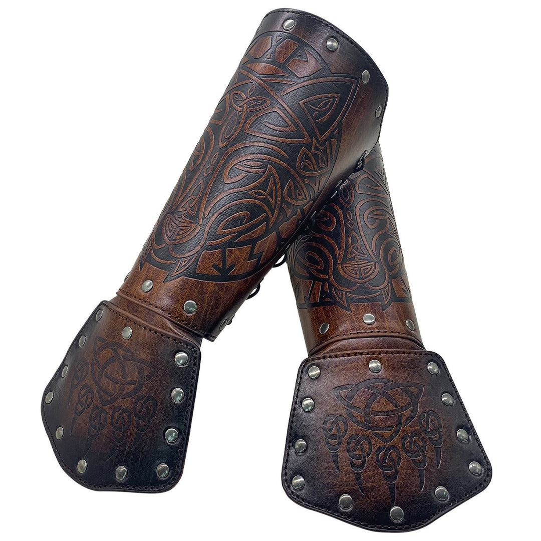 Armschienen aus WorldNorse Viking Wolf Triquetra Leder - image 5