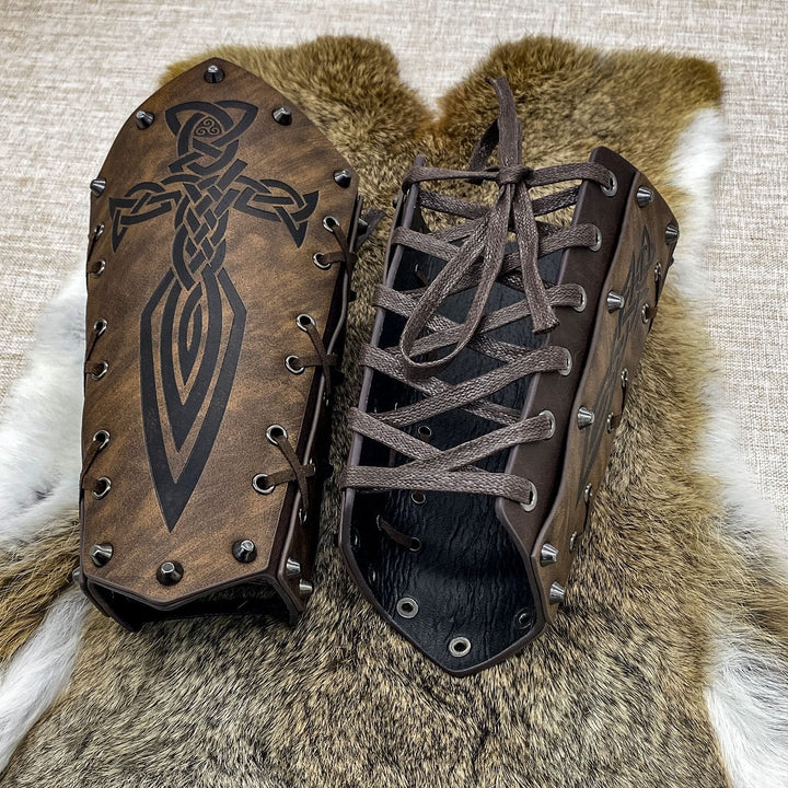 WorldNorse Armschienen mit Schnürung, Wikinger-Krieger, Eimer-Spikes - image 12