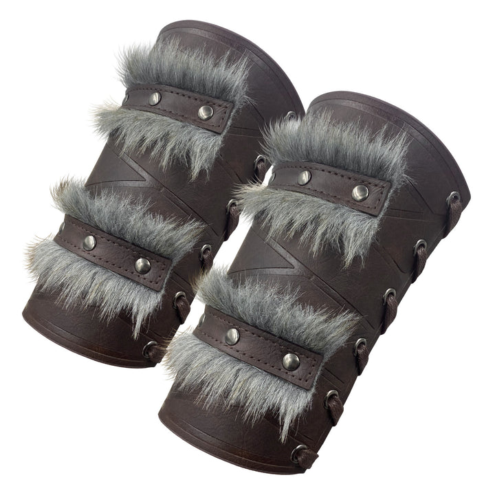 WorldNorse Mittelalterliche Ritter-Armschienen mit zweilagiger Schnittkante - Braun - image 6