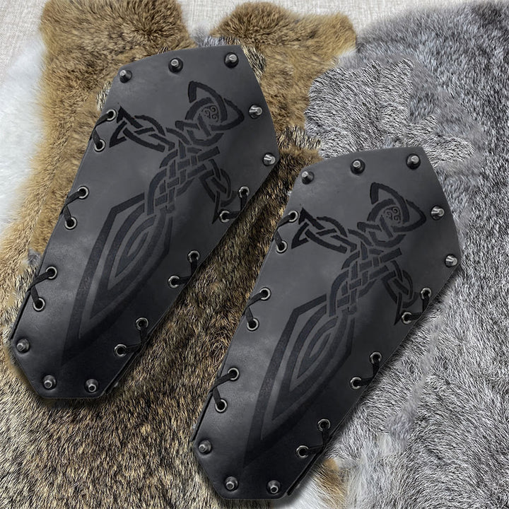 WorldNorse Armschienen mit Schnürung, Wikinger-Krieger, Eimer-Spikes - Schwert - Schwarz - image 14