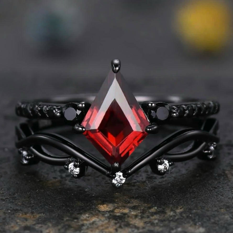 WorldNorse Nordisches Mitternachtszauber-Ringset - Rubin - 62mm - image 6