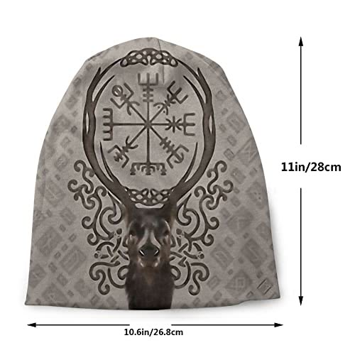 WorldNorse Wikinger-Mütze mit Hirsch-Totem Vegvisir - image 1