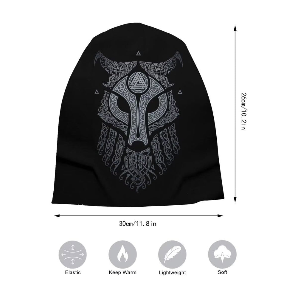 WorldNorse Wikinger Wolf Valknut Totem Beanie  - image 1