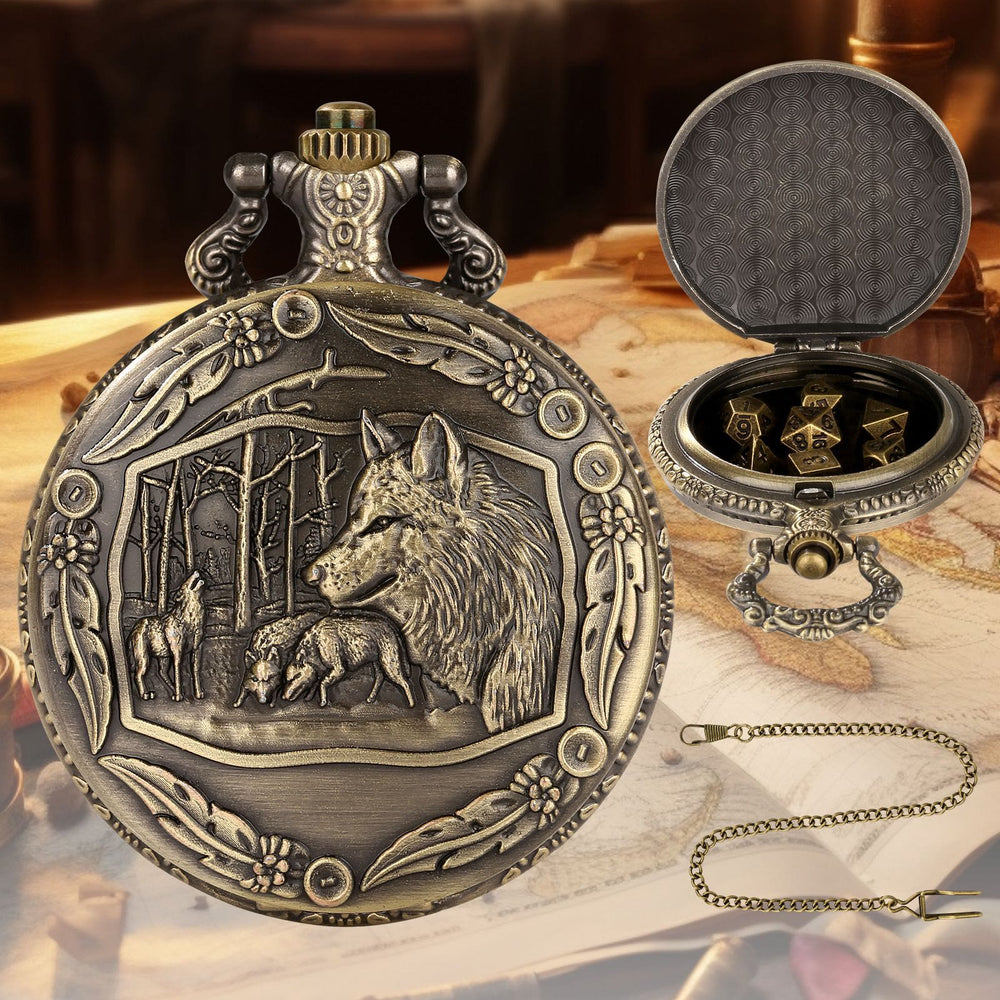 WorldNorse Geprägtes Wölfe-Würfeletui-Set, Taillenkette - image 2