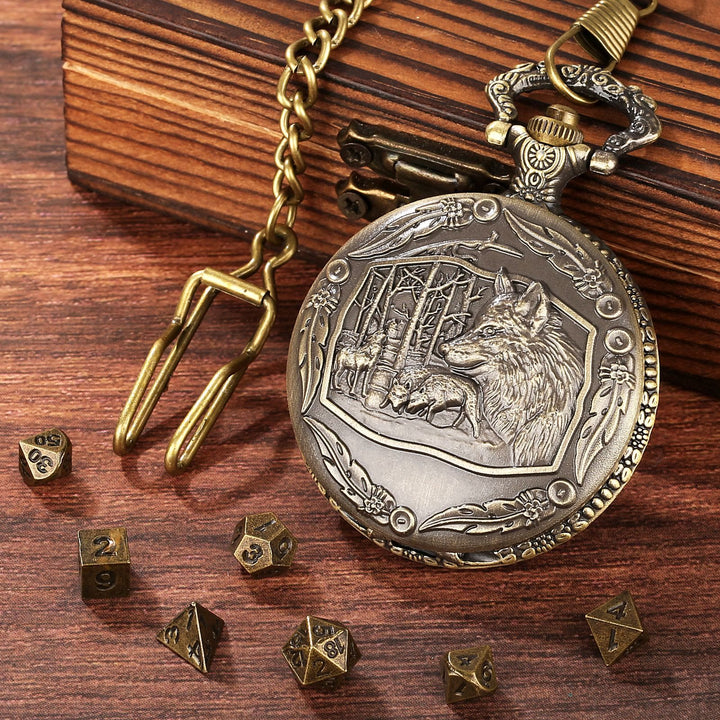 WorldNorse Geprägtes Wölfe-Würfeletui-Set, Taillenkette - image 3
