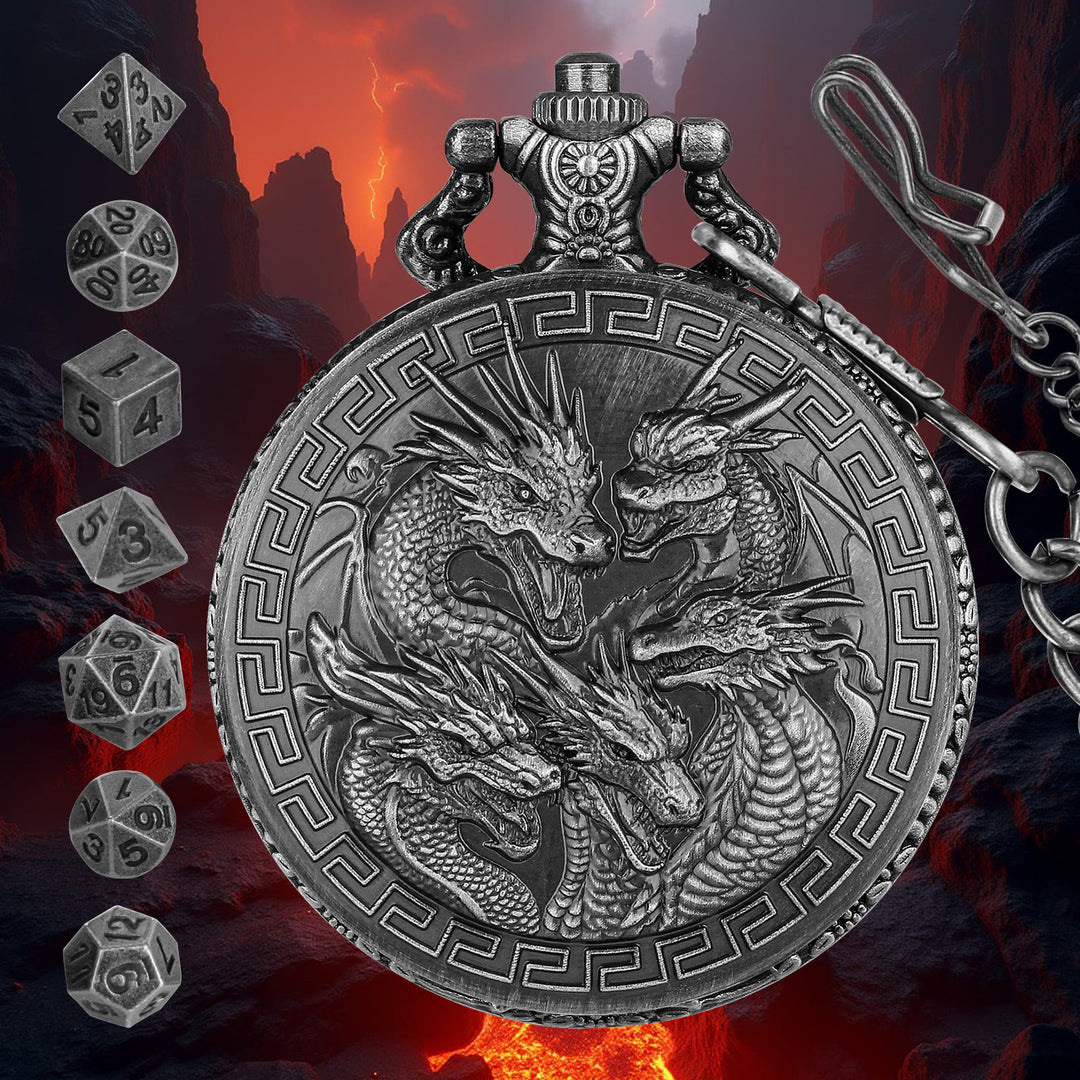 WorldNorse Wikinger-Hüftkette mit Würfelgravur - Taschenuhrgehäuse + Kette + Würfel - Silber - image 7