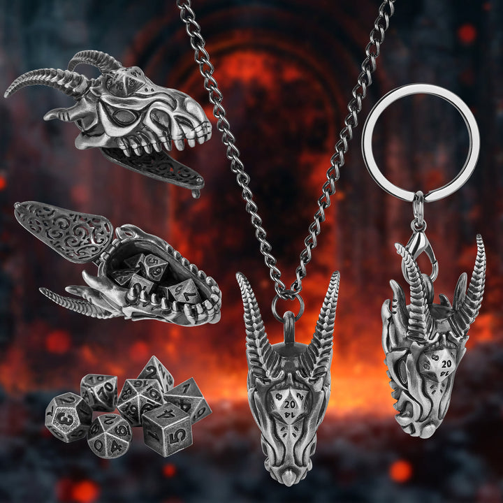 WorldNorse Wikinger-Drachenkopf-Würfel-Halskette/Schlüsselanhänger - Schlüsselanhänger + Halskette - Silber - image 5