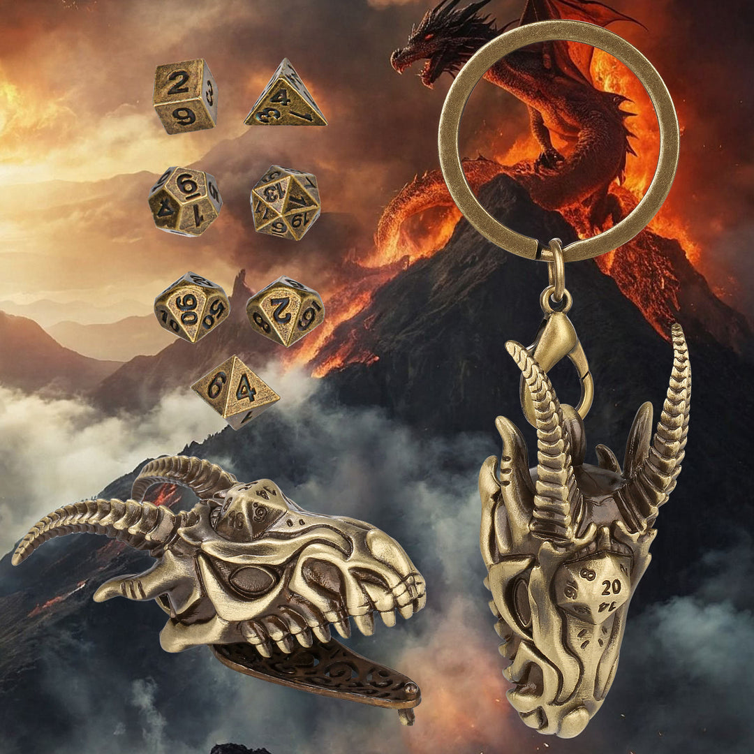 WorldNorse Wikinger-Drachenkopf-Würfel-Halskette/Schlüsselanhänger - Schlüsselanhänger - Gold - image 9