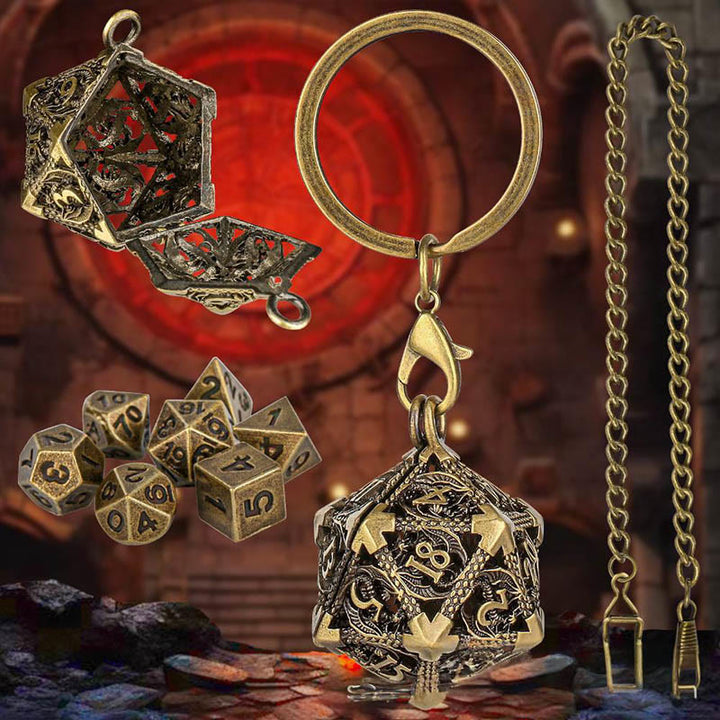 WorldNorse Halskette/Hüftkette/Schlüsselanhänger mit 20 hohlen Würfeln - Schlüsselanhänger + Taillenkette - Gold - image 8