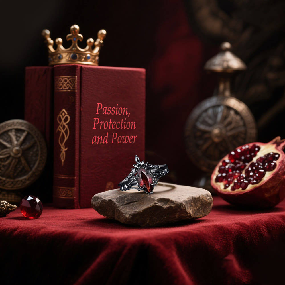 WorldNorse Granat-Kronen-Flammenring - image 3