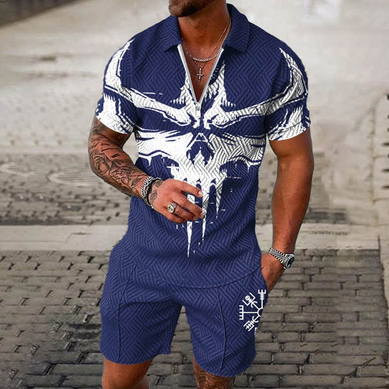 WorldNorse Odin's Fierce & Fearless – Kombiset aus Poloshirt und Shorts - Blau - US/UK/AU52，EU62 (6XL) - image 1