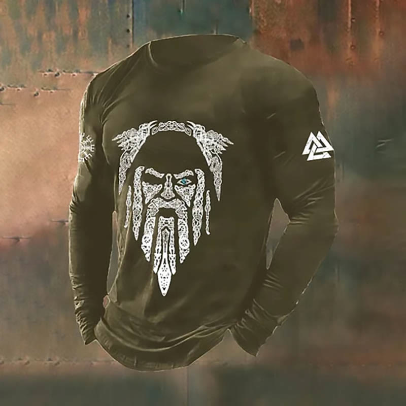 WorldNorse Eye Of Odin Warrior Raven Langes T-Shirt - Armeegrün - US/UK/AU50, EU60 (5XL) - image 3