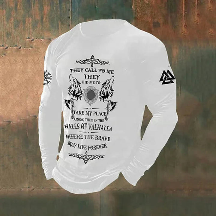 WorldNorse Wikinger Axt Wolves Slogan Langes T-Shirt - Weiß - US/UK/AU50, EU60 (5XL) - image 1
