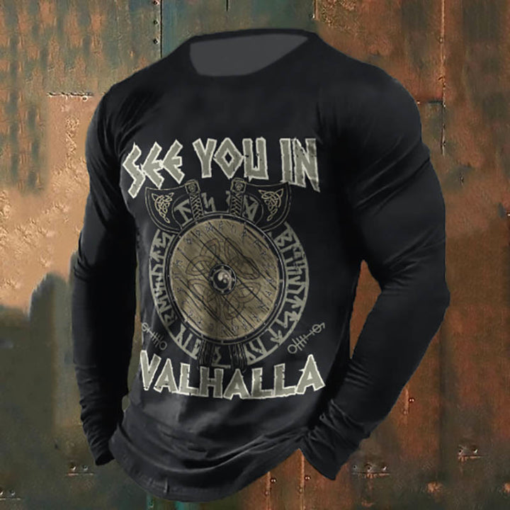 WorldNorse Wikinger Axt Shield See You In Valhalla Langes T-Shirt - US/UK/AU50, EU60 (5XL) - image 0