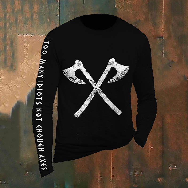 WorldNorse Vintage Wikinger Axt Langes T-Shirt - US/UK/AU50, EU60 (5XL) - image 1