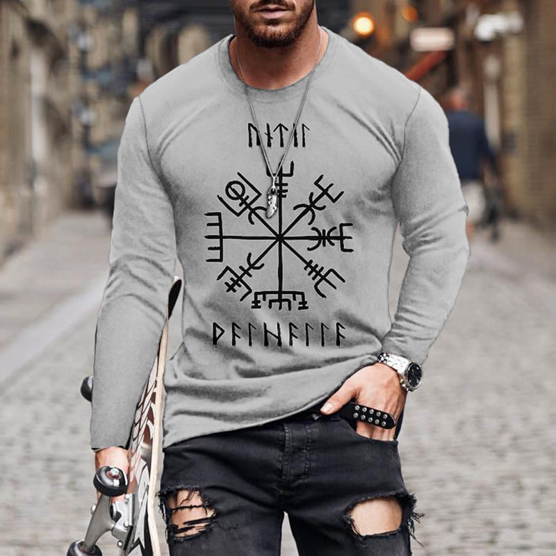 WorldNorse Nordische Mythologie Vegvisir Rune Langes T-Shirt - US/UK/AU50, EU60 (5XL) - image 1
