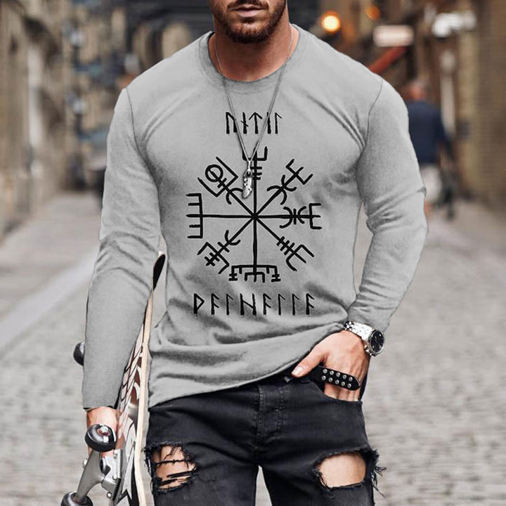 WorldNorse Nordische Mythologie Vegvisir Rune Langes T-Shirt - US/UK/AU50, EU60 (5XL) - image 1