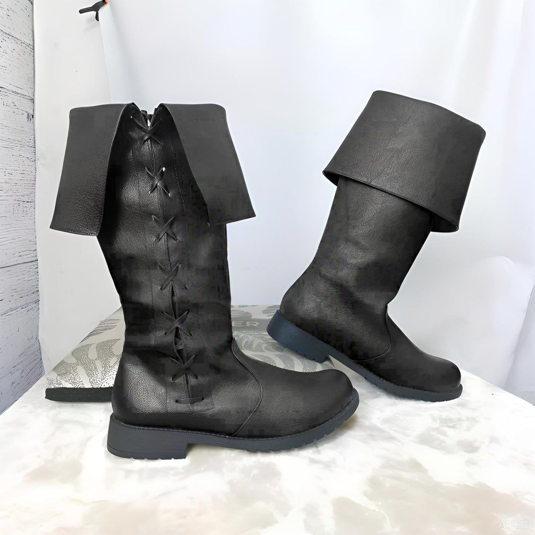 WorldNorse Viking Vintage Schnürstiefel mit niedrigem Absatz - Schwarz - US 13 - image 7