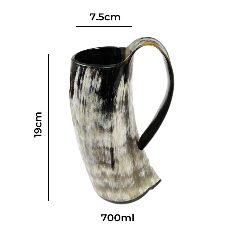 WorldNorse Viking Retro Natur Ochsenhorn Tasse - Große Horntasse - image 8
