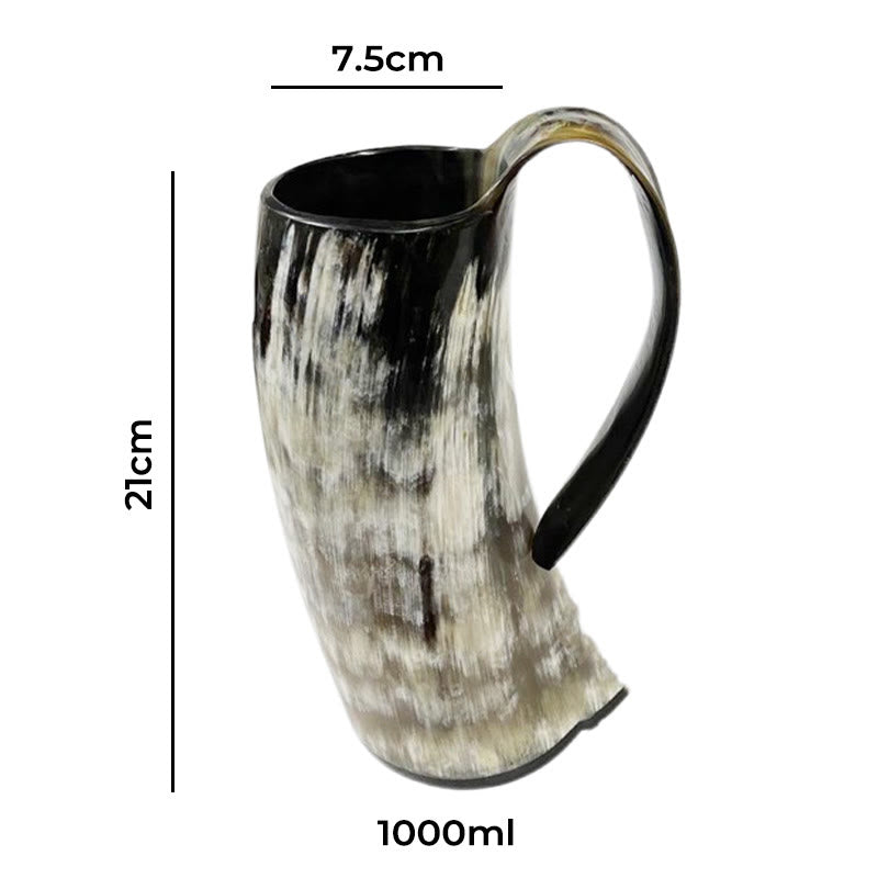 WorldNorse Viking Retro Natur Ochsenhorn Tasse - Extra große Horntasse - image 10