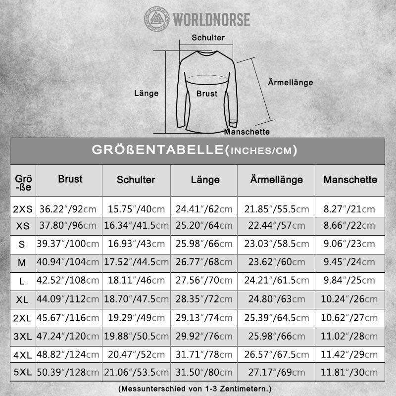 WorldNorse Skull Valknut Schwarz-Weiß-Farbverlauf Langes T-Shirt - image 2