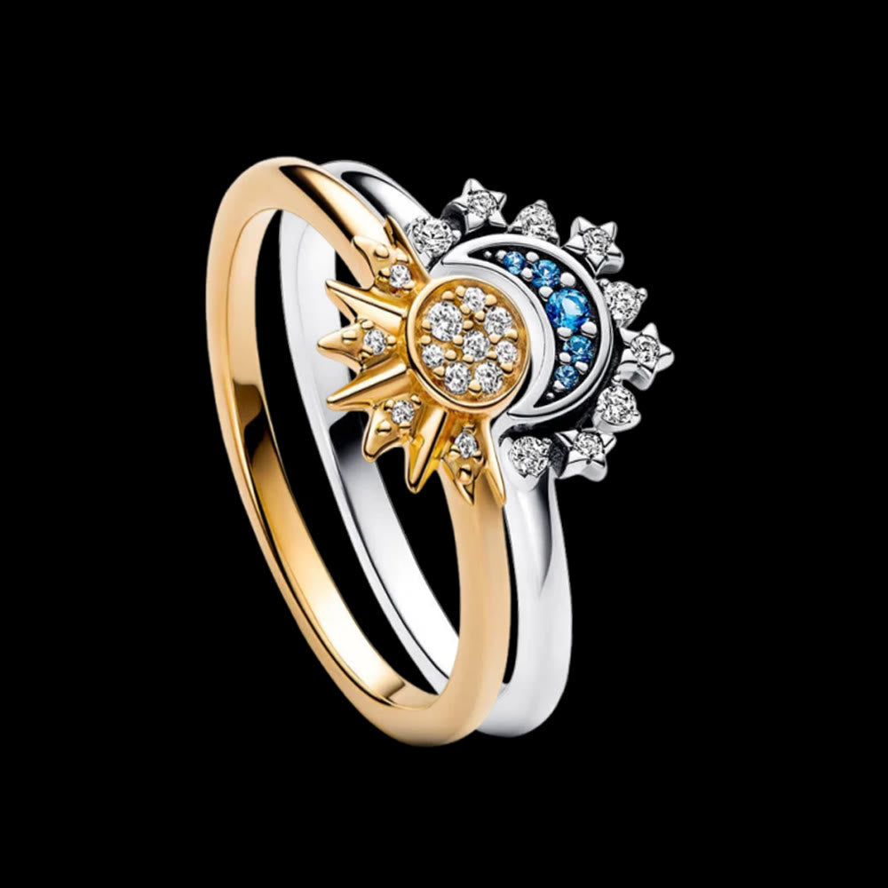 WorldNorse Máni Sonnen- und Mondring-Set - Gold & Silber - 62mm - image 0