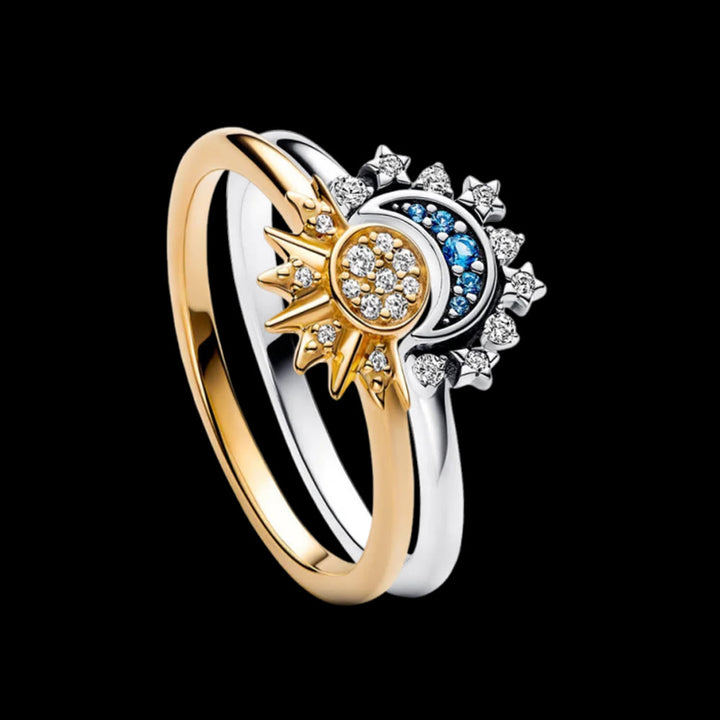 WorldNorse Máni Sonnen- und Mondring-Set - Gold & Silber - 62mm - image 0