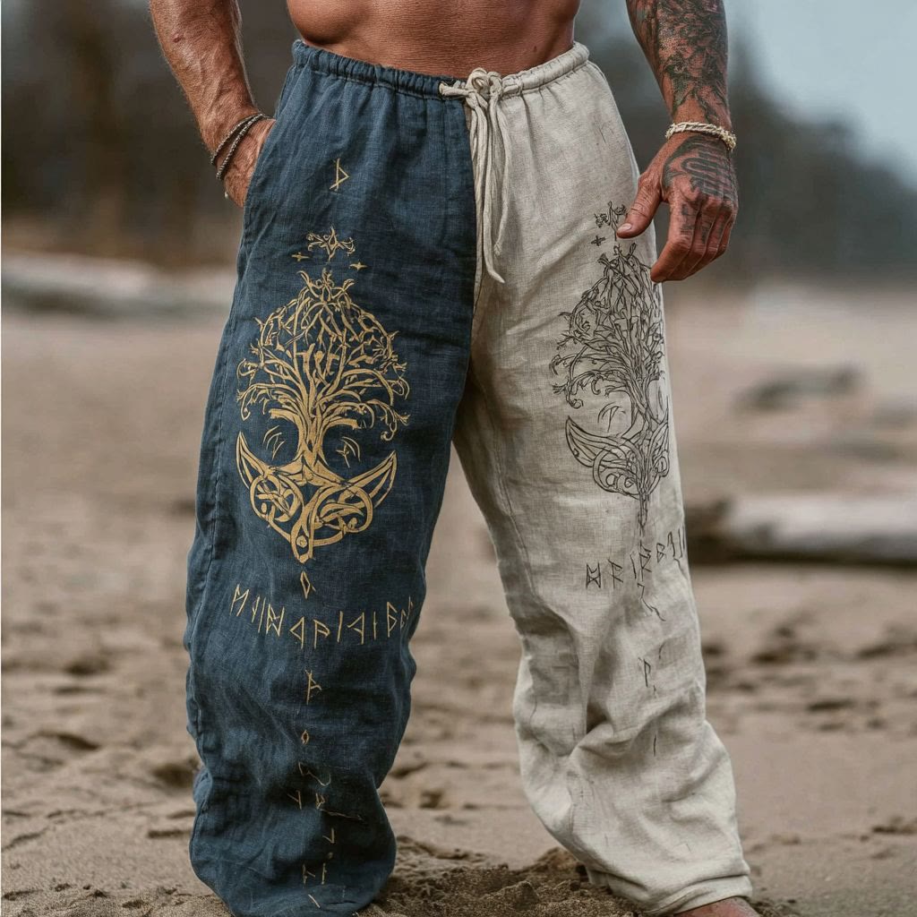 Worldnorse Vintage Leinenhose mit Lebensbaum- Rune - US/UK/AU50, EU60 (5XL) - image 1
