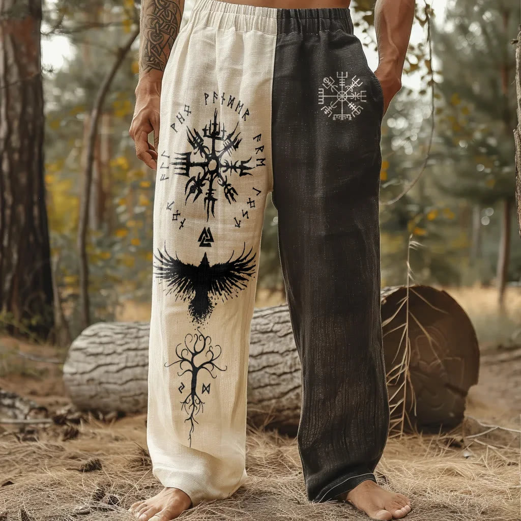 WorldNorse Viking Raven Vegvisir Yggdrasil Leinenhose - US/UK/AU50, EU60 (5XL) - image 0