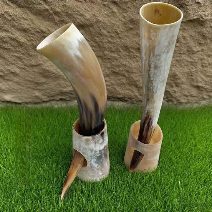 Handgefertigtes authentisches Trinkhorn von WorldNorse - Horn mit Ständer 36-38 cm - image 10