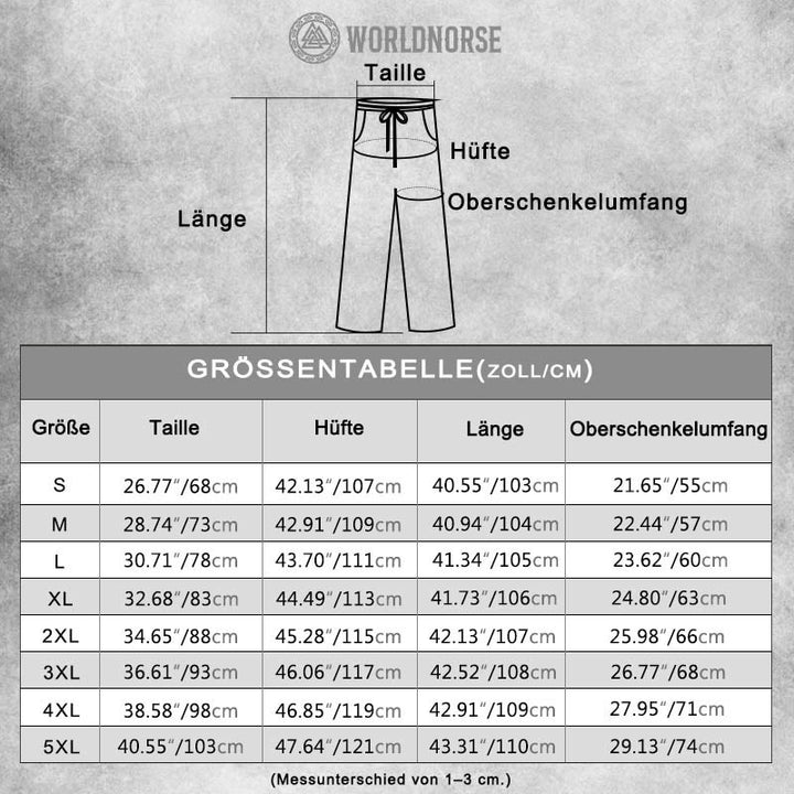 WorldNorse Vintage – Leinenhose mit Yggdrasil -Print - image 1