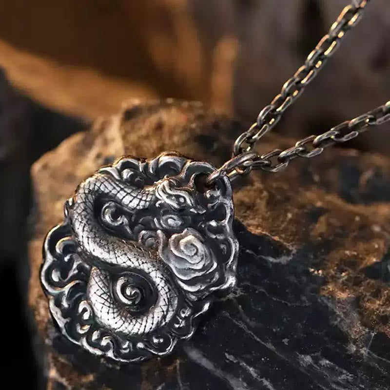 Worldnorse Halskette mit Glücksschlangen-Anhänger, 999 Sterlingsilber - Mit King Kong Kette - image 1