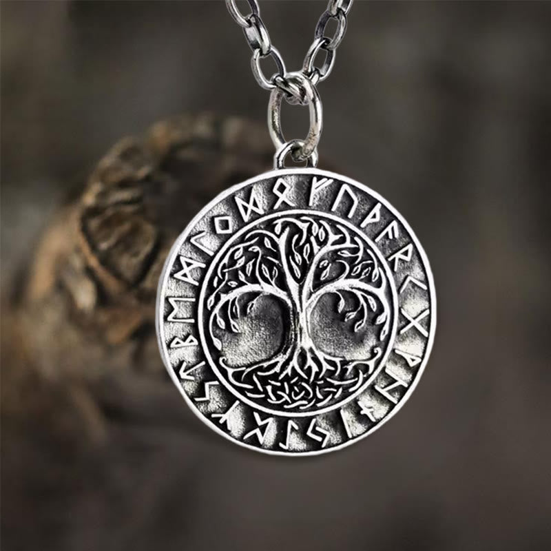 WorldNorse Halskette mit Yggdrasil Rune , 925er Sterlingsilber - Mit 60 cm O-förmiger Kette - image 0