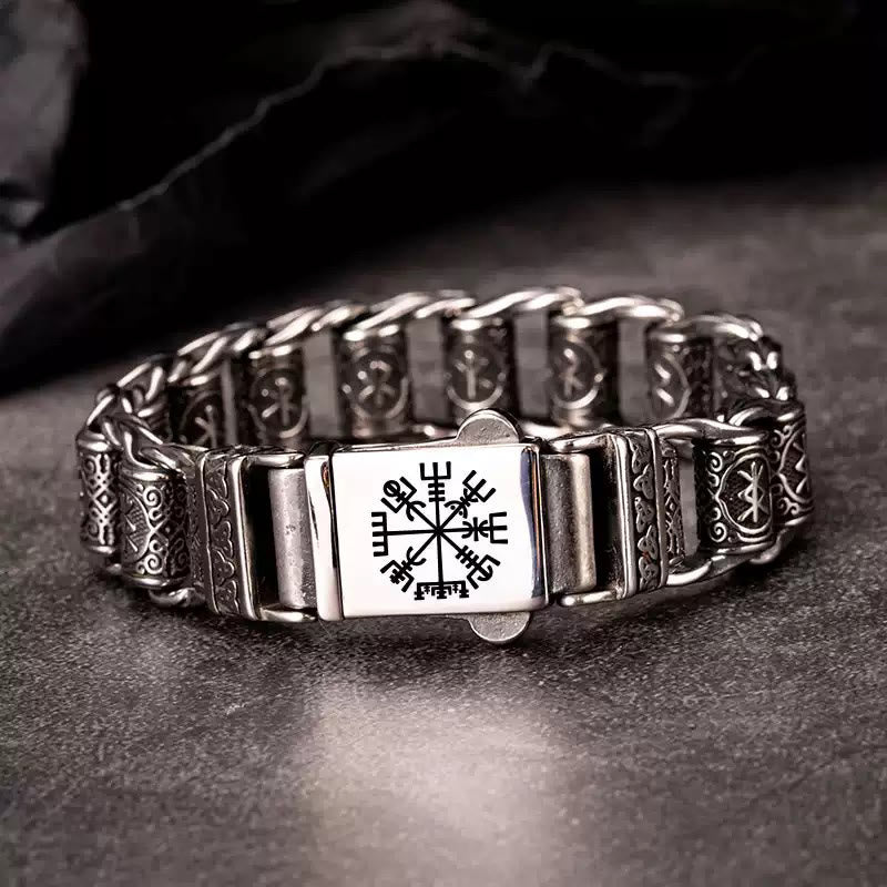 WorldNorse Wikinger Rune -Fasskettenarmband - Vegvisir - 22 cm - image 0