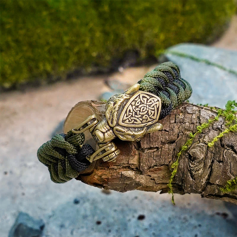 WorldNorse Wikinger-Armband mit Leopardenschild und Paracord-Flechtmotiv - image 10