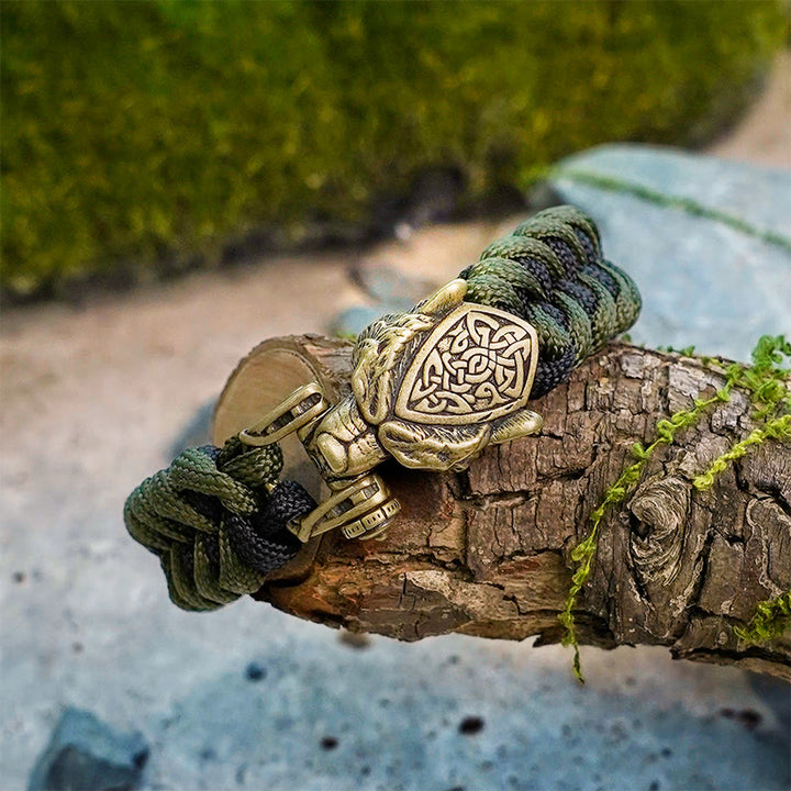 WorldNorse Wikinger-Armband mit Leopardenschild und Paracord-Flechtmotiv - image 10