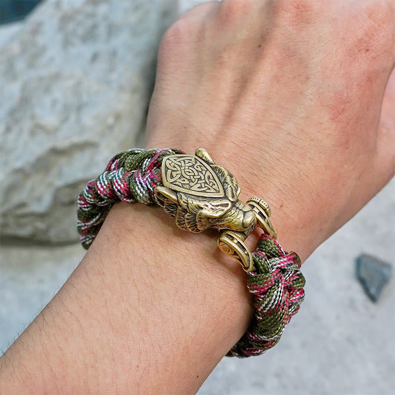 WorldNorse Wikinger-Armband mit Leopardenschild und Paracord-Flechtmotiv - image 8