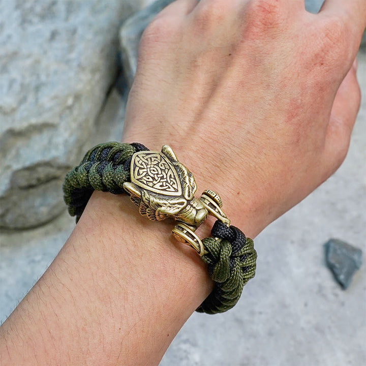WorldNorse Wikinger-Armband mit Leopardenschild und Paracord-Flechtmotiv - image 12
