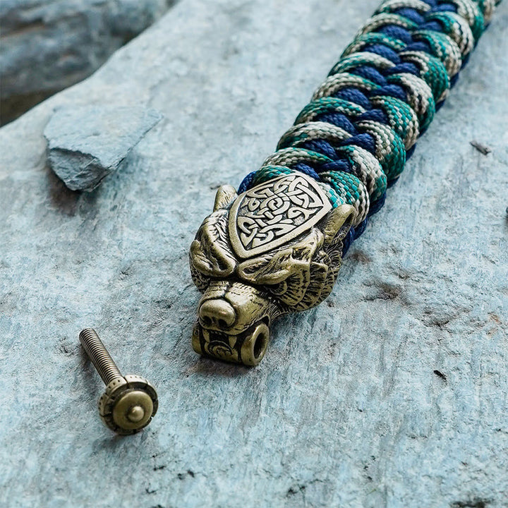 WorldNorse Wikinger-Armband mit Leopardenschild und Paracord-Flechtmotiv - image 2